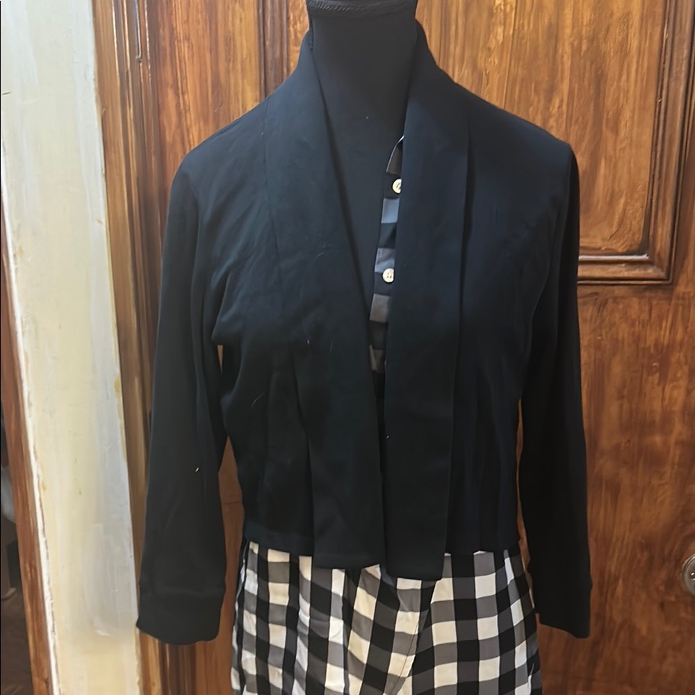 Rafaella Black Open Front Simple 3/4 Length Sleeve Jacket Design